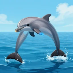 dolphin in the style of kurzgesagt