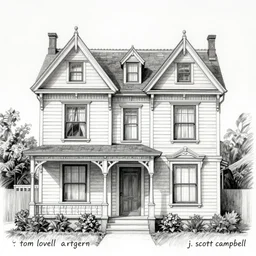 a victorian house, pencil drawing, black and white, trending on artstation, behance, deviantart, drawn by tom lovell, artgerm, jsc, j. scott campbell