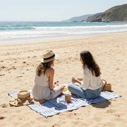 a picnic on the beach by rita angus
