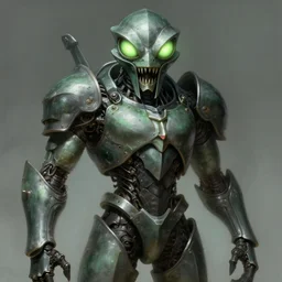 horror machine glowing mf doom reptile eyes, grey green metal armor, elegant, highly detailed, centered, digital painting, artstation, concept art, smooth, sharp focus, illustration, artgerm, tomasz alen kopera, peter mohrbacher, donato giancola, joseph christian leyendecker, wlop, frank frazetta