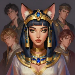 An beautiful digital painting of Ssunbiki as Cleopatra with cat ears, by Stanley Artgerm Lau, WLOP, Rossdraws, James Jean, Andrei Riabovitchev, Marc Simonetti, and Sakimichan, tranding on artstation, SFW version