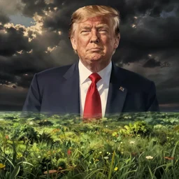 Donald trump, film still from Studio Ghibli