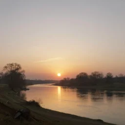 sunrise over the river, william turner, english romanticism painter