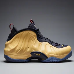 nike foamposite sneaker with the word dennis written on the side high lighting catalog photography whole shoe in the frame
