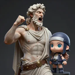 a digital painting of an ancient greek god screaming, 3 / 4, by antonio mello, 3 d nft, nendoroid 3 d, cyberpunk artm, cgsociety, seapunk, anime aesthetic, rendered in maya