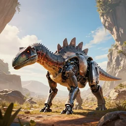 photo of a robot stegosaurus from horizon zero dawn