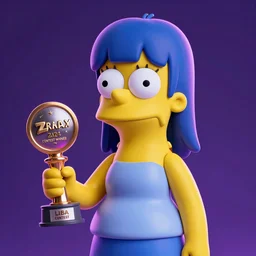 lisa simpson [ 3 d render ]!!, zbrush, zbrush contest winner, 4 k render, neon lighting, bioluminescent colors, portrait!!!