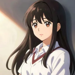 high detail manga of japanese school garl, anime