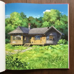 farnsworth house in an anime film, directed by makoto shinkai, artbook