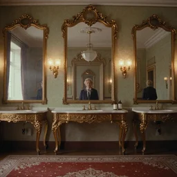 wes anderson cinematography, cosmic horror, scene from a wes anderson film, ornate highly detailed interior environment, hotel, hall of mirrors, atmospheric haze, film. film still, 1 6 mm cinematography. todd hido, gregory crewdson