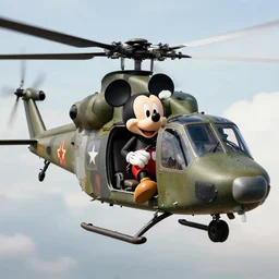 mickey mouse as a door gunner on a vietnam era huey attack helicopter - w 1 0 2 4