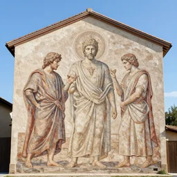a romanesque mural, highly detailed, hd, photo