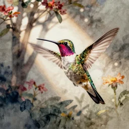 hummingbird watercolor Spanish style