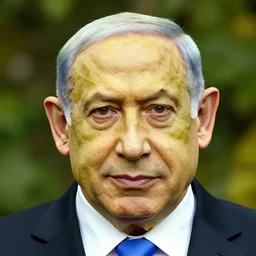 benjamin netanyahu's face made of leaves