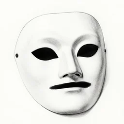 an ink drawing of da vinci style white tragedy mask, opera mask, ilya kuvshinov, black and white