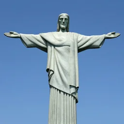 photo of the christ the redeemer statue above rio, holding an immense fish between his arms
