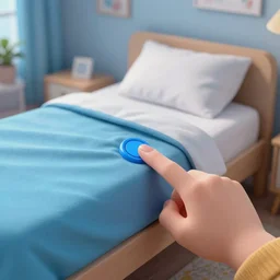 a bed that has a button you can press to bring someone to you when you get lonely. cinema 4 d