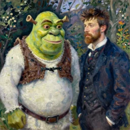 a impressionist painting of shrek by edouard manet and claude monet, 4 k, trending on artstation, detailed, film still