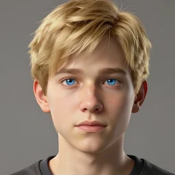 a detailed portrait of boy with blonde hair and blue eyes, unreal engine 5 rendered, incredibly highly detailed and realistic, 8 k, sharp focus, studio quality