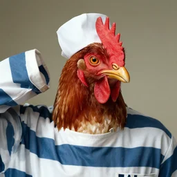 prisoner using a chicken head