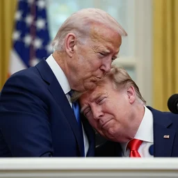 joe biden cuddling trump