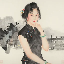 a portrait of an elegant lady, picchwai painting