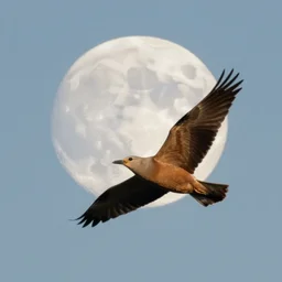 a photo of a bird flying in front of a full moon