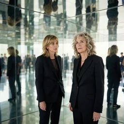 mirrored room, mirrored walls, mirrored floor, mirrored ceiling, hyper realistic, highly detailed, sharp focus, depth of field, photography, natural light, ultra detailed, photorealistic, wow it is incredible, by brian sum and annie leibowitz, artstation