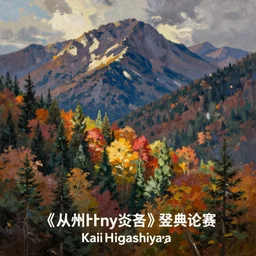forest and mountain in autumn, oil painting, by kaii higashiyama