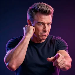 photorealistic simon cowell has noddle arms. hyperdetailed photorealism, 1 0 8 megapixels, amazing depth, high resolution, 3 d shading, 3 d finalrender, 3 d cinematic lighting, glowing rich colors, psychedelic overtones, artstation concept art.