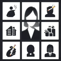 corporate memphis woman hand holding a cigarette icon set