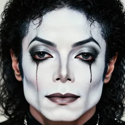 michael jackson!!!! realistic dramatic !big face realistic close up concept art  of white face black tears  michael jackson as a dragon ball Z  character,dark eye sockets,  graveyard landscape at night , 4k anime character illustration by akira toriyama, artstation