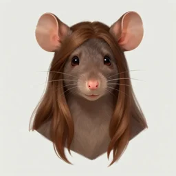 character design portrait of an anthropomorphic furry rat girl with rat ears, long brown hair, looking at the camera, mouth closed with slight smile, 4 k, concept art, by wlop, ilya kuvshinov, artgerm, krenz cushart, pixiv.