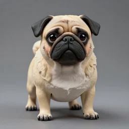 a plasticine Pug, photo realistic, photo studio, professional photo, lighting, artstation trend, HDR