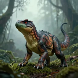 raptor, in jungle, fog, ansel adams, in style frazetta, turok dinosar hunter, 8 5 mm lens, bokeh, in style thunderbirds, supermarionation