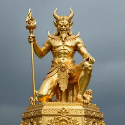 male demon, devil golden monument