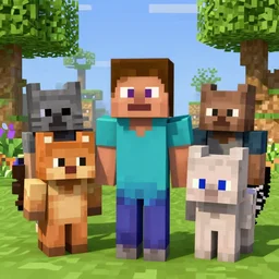 Minecraft with Cats as the primary player characters