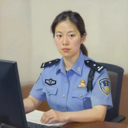modern oil painting portrait of police psychologist dr. tracy wong