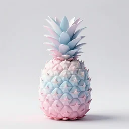 a pineapple colored with pastel pink, pastel blue and white,