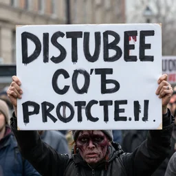 disturbing zombie protester sign