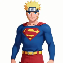 naruto wearing a superman costume, anime, beautiful, trending on artstation, high detail