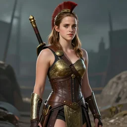 emma watson as a spartan, digital art, artstation