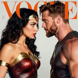 Wonder Woman with Chris Hemsworth face, Vogue cover photo