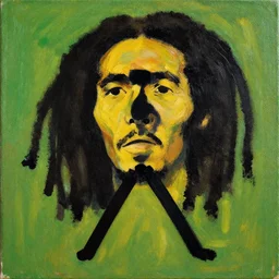 Bob Marley painting a stickman