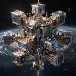 Consciousness flooding into the intricate computer system from space, hi-tech, ascendance, cryptic, realistic 4k octane beautifully detailed render, 4k post-processing, highly detailed, intricate complexity, epic composition, magical atmosphere, cinematic lighting, masterpiece, ultra hd