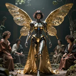 still frame from Prometheus movie by Makoto Aida, biomechanical wasp angel gynoid, metal couture by neri oxmn and Guo pei, editorial by Malczewski and by Caravaggio, story by Hisashi Tenmyouya by Fuyuko Matsui by Makoto Aida by Yasunari Ikenaga by Takato Yamamoto