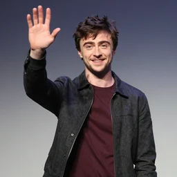 hi daniel radcliffe at flare church, waving