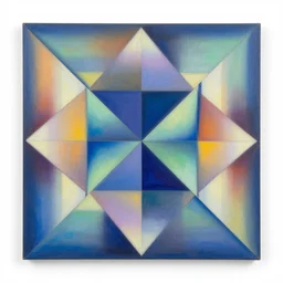 geometric by shusei nagaoka, david rudnick, airbrush on canvas, pastell colours, cell shaded, symmetric