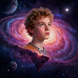 alone at the edge of a universe. cosmic digital art pastelpiece masterpiece trending on artstation by noel fielding, beeple, james gunn, gorillaz, marvel studios and dr seuss. hyper detailed portrait with 4 k macrolens, curated by beeple, unreal engine, art station and emmy winning gorillaz.