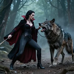 photo of female vampire fighting werewolf
